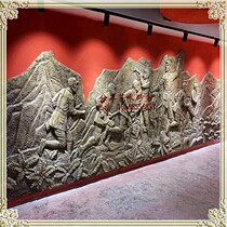 FRP sandstone Red Army Long March figure Revolutionary Red Army sculpture relief campus school cultural relief mural