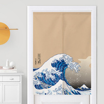 Customized Japanese curtain Japanese Ukiyo-e Kanagawa Surf Japanese Partition Curtain Kitchen Bedroom Fabric Hanging Curtain