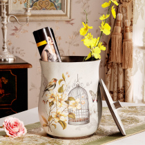  American style retro trash can with lid Home living room bedroom fashion creative personality European luxury hotel