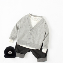 2022 Spring Autumn Style College Wind Kids Boys Girls Girls Baby Pure Cotton Light Grey Knit Cardiovert Sweatshirt Sweatshirt Jacket