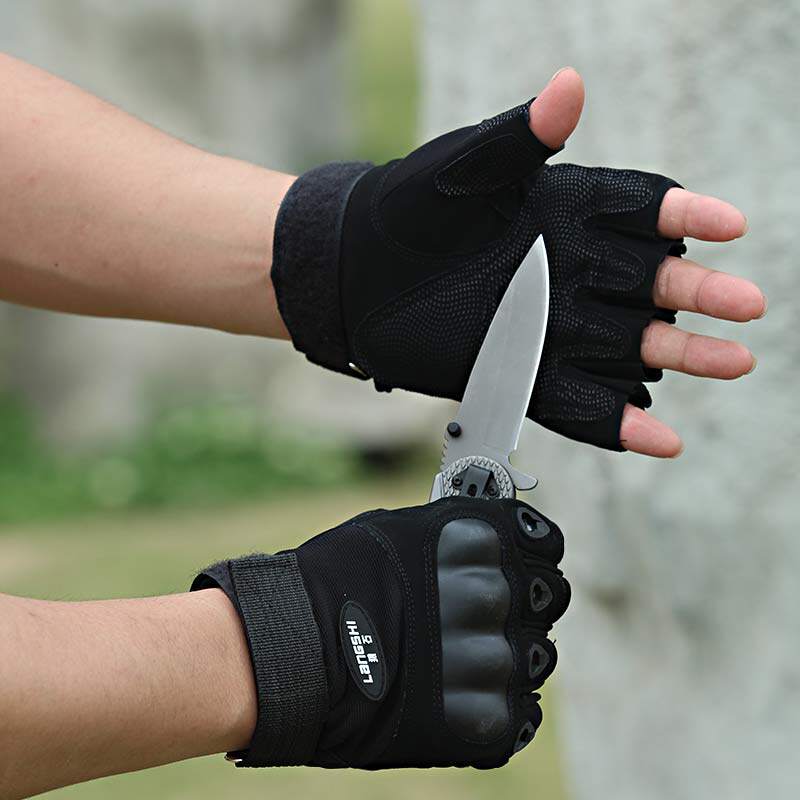 Outdoor military fan Civil war art training Combat fighting Anti-cut self-defense turtle shell riding gloves half-finger