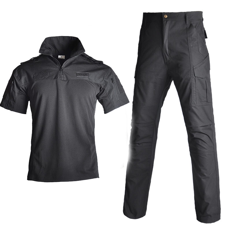 Outdoor summer frog suit top short sleeve training suit breathable military fan suit frog suit camouflage tactical dress set