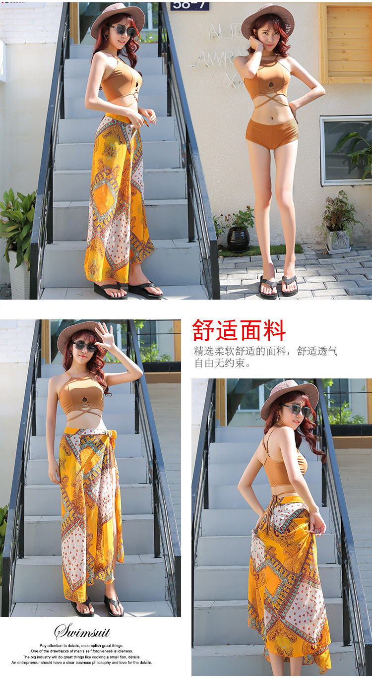 Bộ đồ tắm mùa xuân nóng bỏng cho nữ ba mảnh gợi cảm nước hoa nhỏ bảo thủ học sinh nhỏ mặc bikini tươi che bụng chia đồ bơi áo tắm 2 mảnh cạp cao