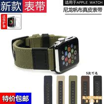 For Apple Watch 7th generation canvas nylon strap iWatch432 leather 6SE men and women Series5 wristband tide