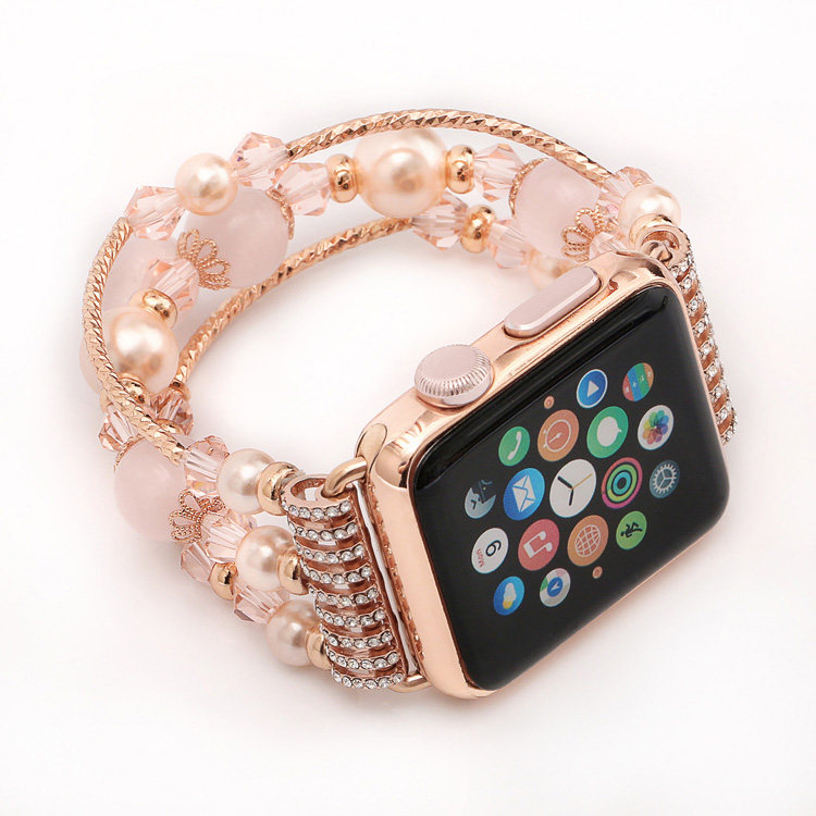 Applicable Apple Watch4567 dearder watches with DIY agate handmade iWatch321SE female 440mm wave band