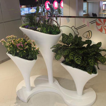 Shopping mall FRP flower pot combination modern hotel hall floor floor trumpet flower pot flower sculpture decoration decoration