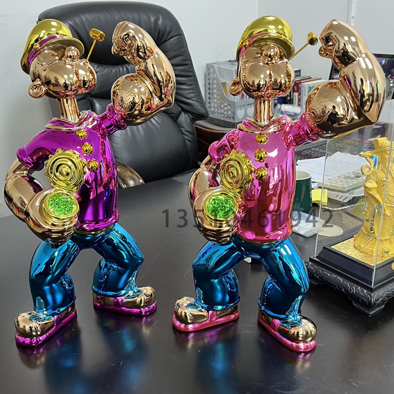 FRP Plating Popeye Sculpture Resin Cartoon Character Model Decoration Commercial Beauty Chen Office Decoration