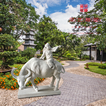 Outdoor FRP simulation cow sculpture animal sculpture garden Garden Mall square shepherd boy riding cow sculpture ornaments