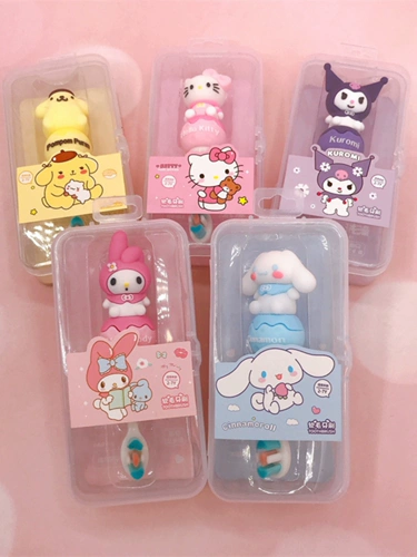 Мягкая трехмерная силиконовая детская розовая мультяшная зубная щетка для раннего возраста