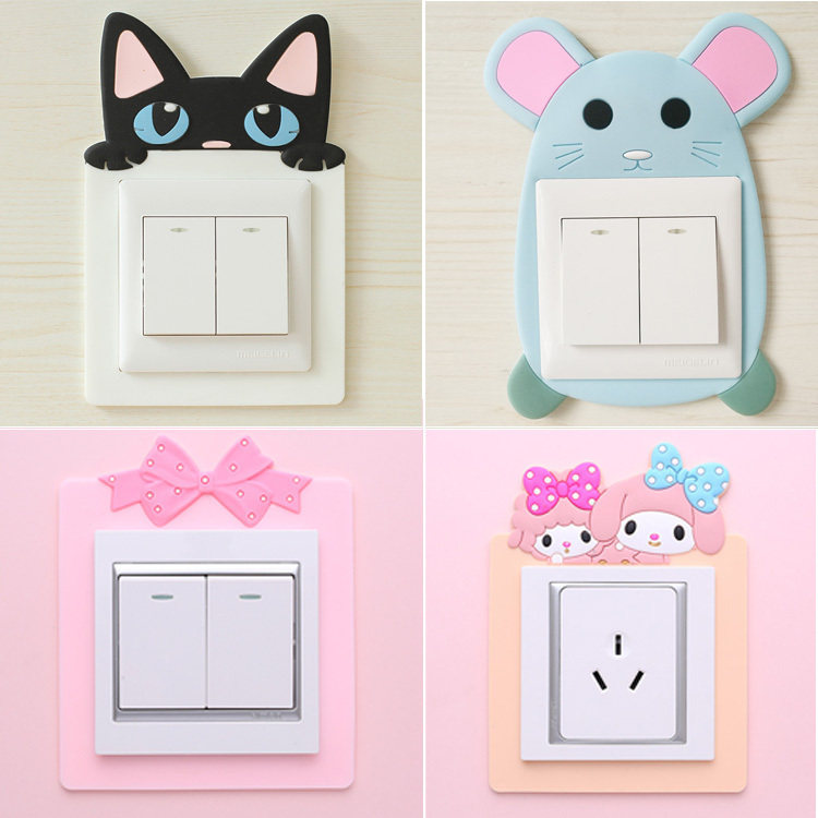 Night Light Switch Patch Wall Patch Protective Sheath Minimalist Modern Home Switch Sleeve Socket Trim 3d Cubist Personality Living Room