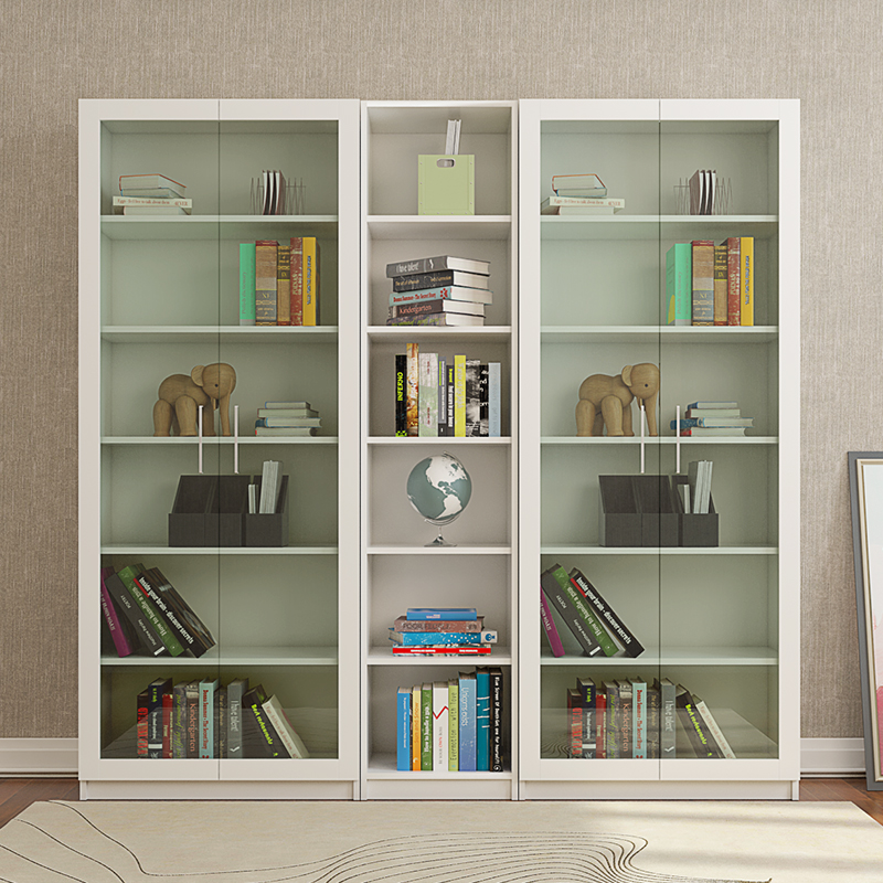 Modern Minimalist Glass Bookcase Shelf With Door Free Combination