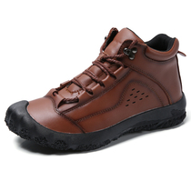 Motorcycle riding shoes mens dropproof water repellent breathable riding boots off-road racing boots first layer cowhide motorcycle shoes