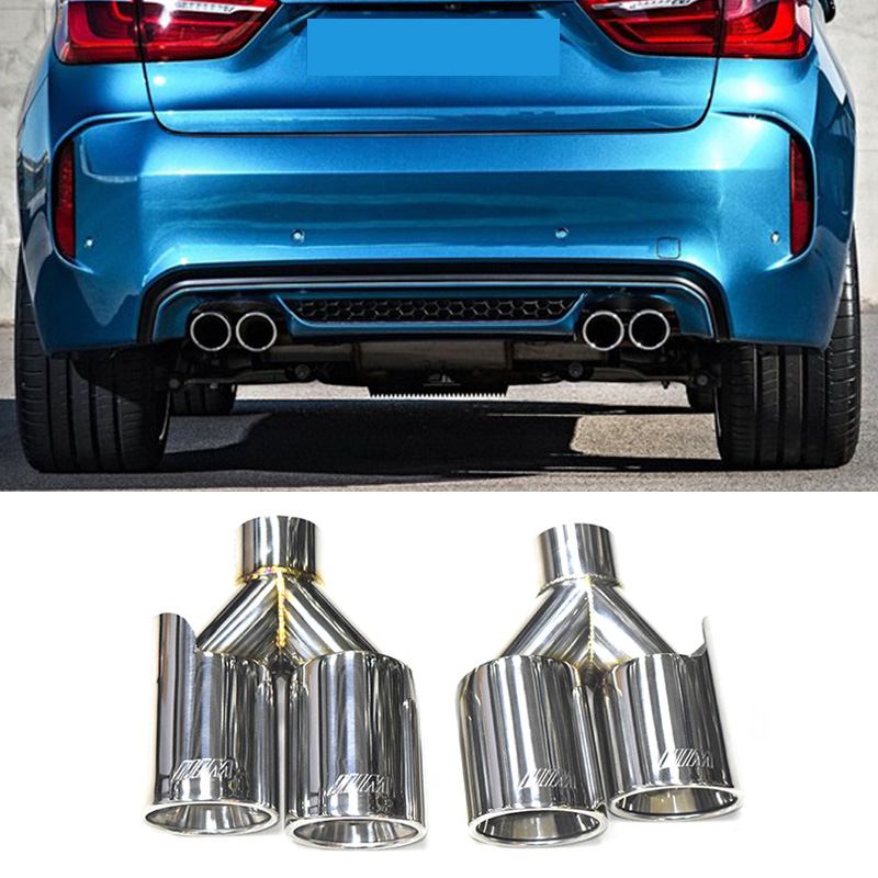 Suitable for BMW tailpipe 6 series X1X3X4X5G30G38 exhaust pipe retrofit double out of stainless steel black mouth