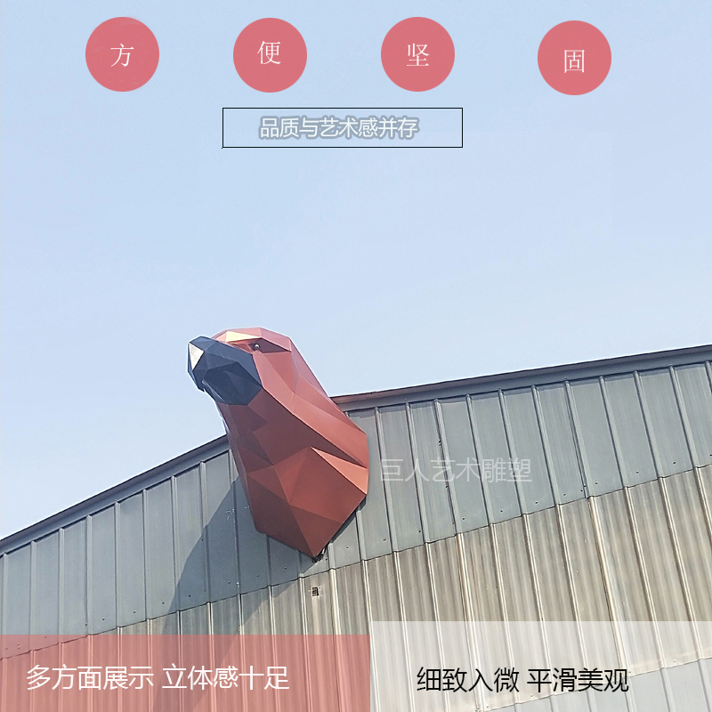 Stainless steel creative abstract simulation Eagle geometric section animal sculpture mall art large wall hanging decorations