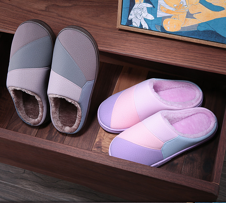 Dép cotton không thấm nước nữ mùa đông PU da trăng dày dưới nhà trong nhà vài đôi mềm mại dép đi nhà tắm