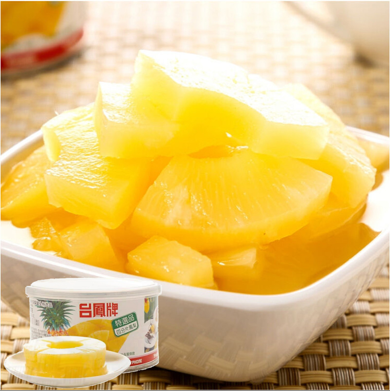 Thailand Taiwan phoenix brand pineapple four-piece canned pineapple pulp 227g*6 canned imported canned fruit