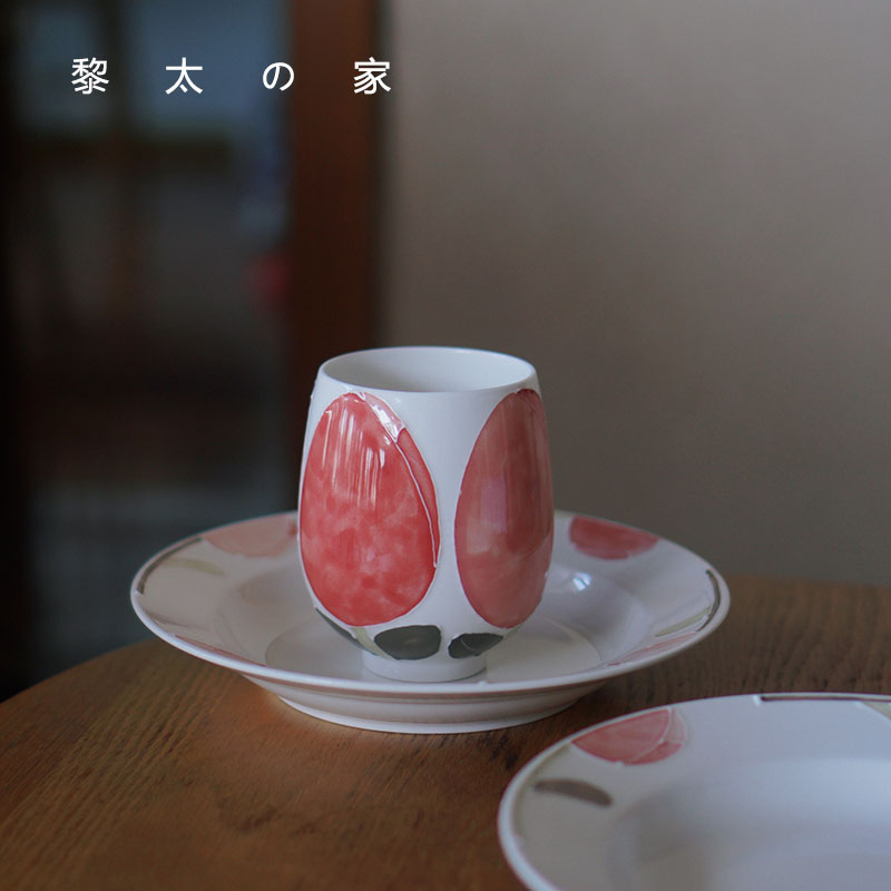 Li Tai's home Jingdezhen hand-made large-capacity tulip ceramic cup breakfast plate literary and fresh