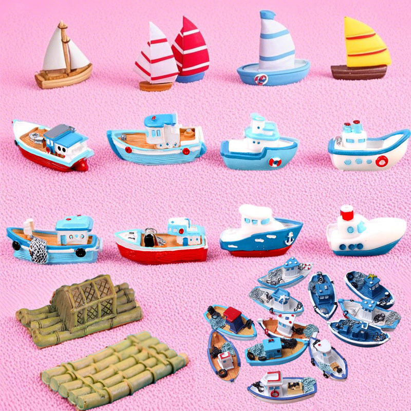 Micro-Landscape Decorations, Simulated Resin Boat Model Ornaments, Sand Table Model Materials, Fish Tank Landscaping Ornaments