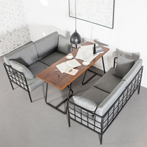Shangqing Nordic minimalist iron art sofa cloth art retro industrial wind café bar cassette sofa composition