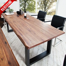 American LOFT Retro Solid Wood Large Plate Desk Meeting Table Long Strip Table Solid Wood Table Industrial Wind Negotiation Table