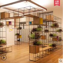 American solid wood iron screen partition office bookshelf clapboard partition porch storage rack LOFT display rack