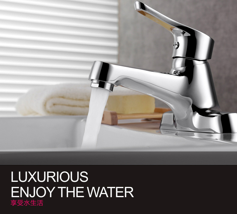 华艺卫浴图片 简约风格精铜单把双孔水龙头效果图