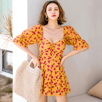 One-piece Swimsuit Woman Sensation Long Sleeve Fairy Qi 2021 New South Korean Ins Wind Chater Slim Soak Hot Spring Swimsuit