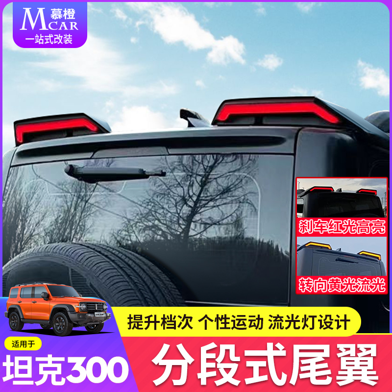 Great Wall Tank 300 tail modified split streamer tail roof Cyber tail with light exterior ornaments