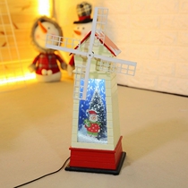 Music dynamic snow lamp Dutch House windmill shape living room store decoration children Girl Christmas gift