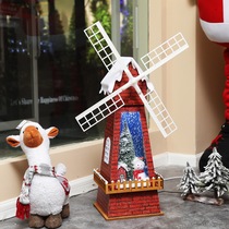 Music dynamic snow lamp Dutch House windmill shape living room store decoration children Girl Christmas gift