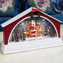 Christmas Red House Music Box Music Box Music snow night light warm romantic holiday gift sequins flash light