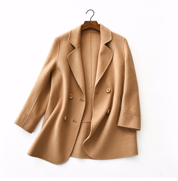 2018 áo khoác nhung nữ hai mặt mới 100% len cashmere trung niên kích thước lớn áo len chống mùa áo khoác dù nữ