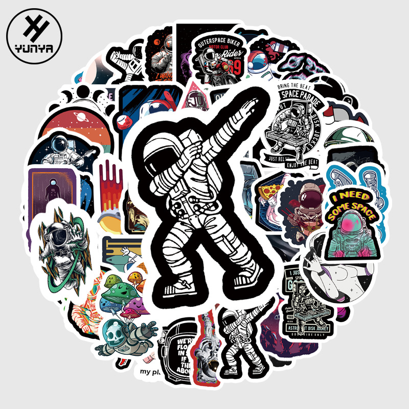 54 ASTRONAUT STICKER ELECTRIC MOTOR CAR TIDE SIGN WATERPROOF SUNSCREEN SAFETY HELMET WITH FLOWER TAIL TANK OIL TANK ADORNMENT