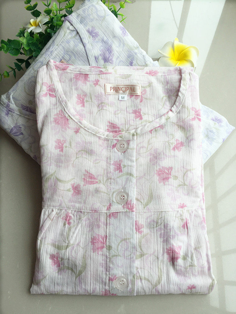 Daily lady pure cotton wicket cloth nine - minute sleeve pants round family clothes suit spring and summer autumn