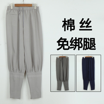 Monk pants free leggings summer ultra-thin mens pants cotton linen short gown clothes summer monk womens bhikkhus pants