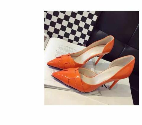 Giày cao gót bằng da màu cam 2015 mùa thu mới giày đơn mũi nhọn miệng nông nữ stiletto thấp để giúp đặt giày giày đi học nữ cấp 2
