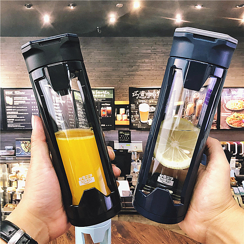 Korean version of fresh and simple insulation glass female student creative water cup male portable anti-drop tea leak plastic glass water cup