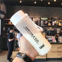 Creative trend plastic cup fresh Korean student mens and womens water cup with lid portable hand Cup leak-proof heat-resistant cup