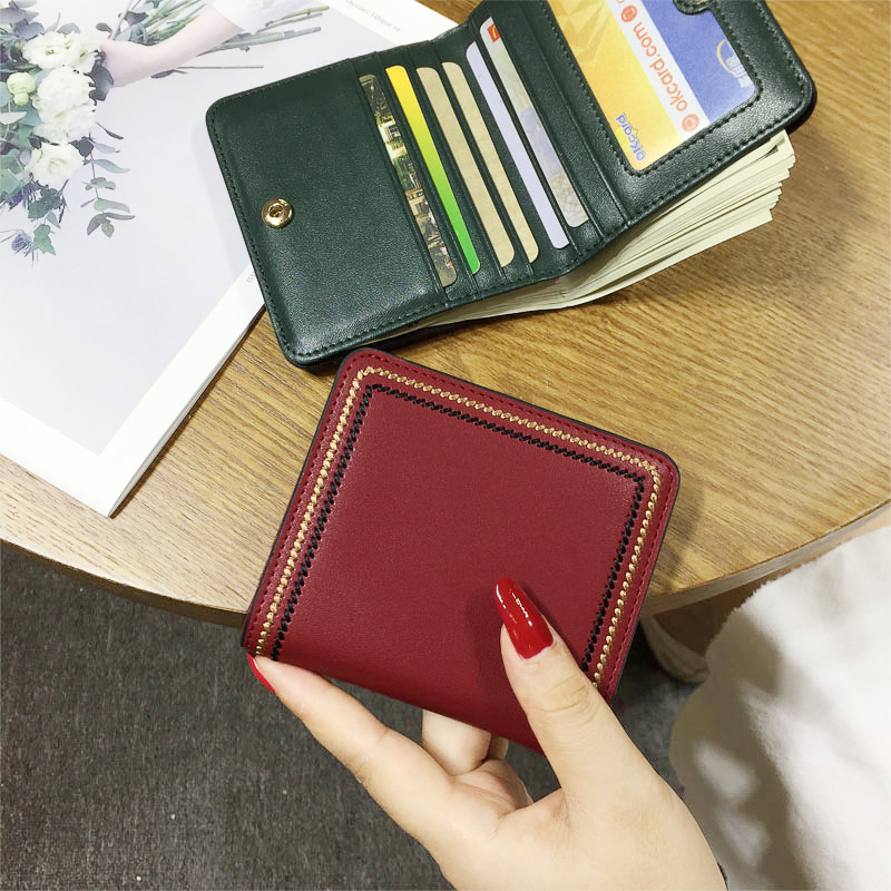 Genuine Leather Wallet Woman Short 2021 new Fashion ultra-thin folding leather clip multi-position card bag Bull Leather Money Clip Brief