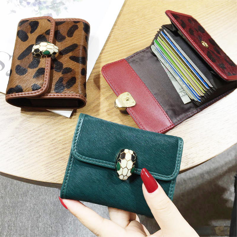 Small ka-pack female multi-position card bag with real leather horse hair card with small ultra-thin and large capacity card clamping-ins tide 
