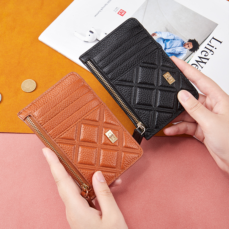 Genuine leather card clip small document female style card bag cutting sleeve cow leather card bag ultra thin