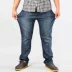 Mùa thu đông quần jeans nam cộng với phân bón XL nam thẳng giản dị eo cao quần béo