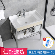 Stainless steel bracket ceramic sink toilet toilet wash basin semi-embedded upper basin bathroom basin