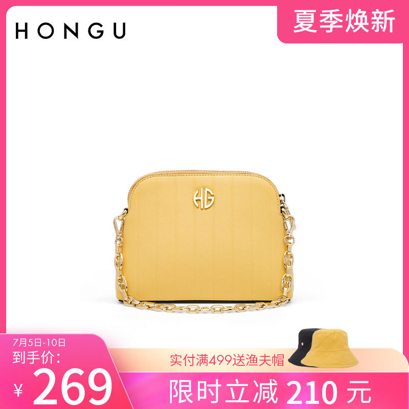 Red Valley Women's Bag 2022 New Fashion Head Layer Bull Leather Chain Slanted Satchel Individuality Shell Bag Single Shoulder Bag Woman 4106