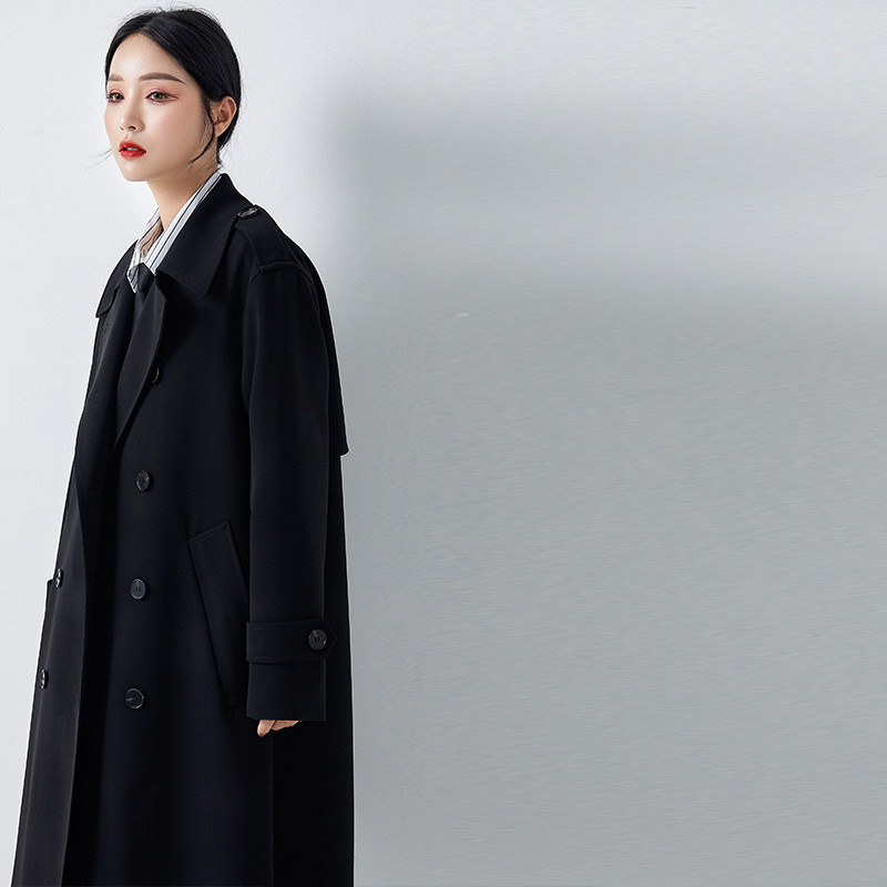 Black Windjersey Woman 2021 Chunqiu New This year's popular Korean version Loose Coat With Long Version of Temperament Jacket Woman