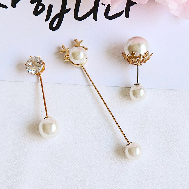 Japan-ROK pearls with small black pinch brooch brooch female thoracic floral accessories minimalist anti-walking light sweater cardiothoracic needless buttoned pin