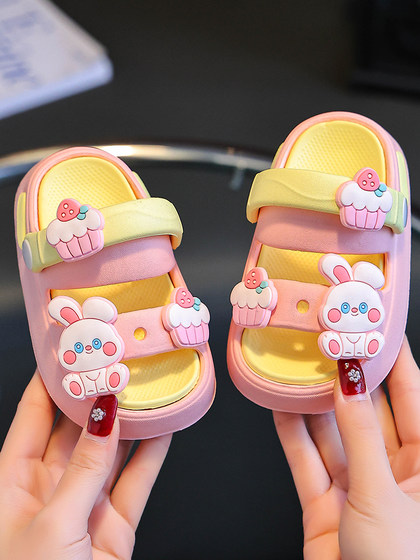 女童凉鞋儿童夏宝宝EVA拆卸室内软底幼儿防滑兔子拖鞋男童凉拖鞋