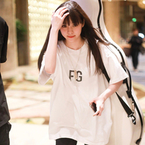 FOG FG rich letter INS printing short-sleeved mens and womens high street style Ouyang Nana with the same loose couple T-shirt