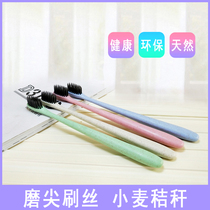 8 wheat straw sharpened soft hair small head toothbrush couple travel portable adult children General