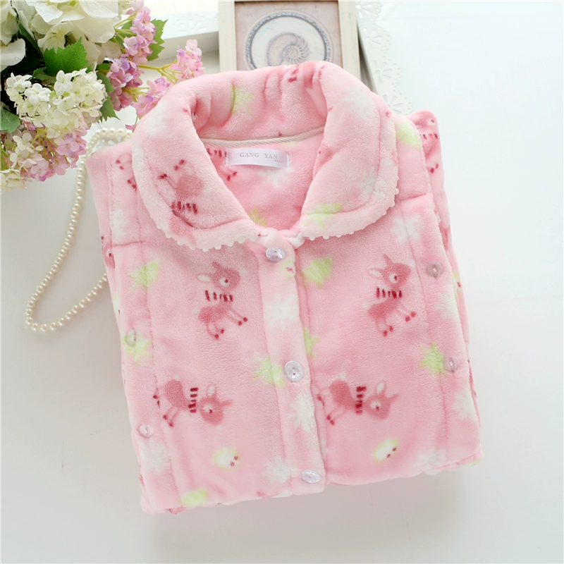 Dịch vụ giam giữ bằng vải nỉ dày mùa thu và đông sau sinh bộ đồ ngủ lông cừu san hô ở nhà cho con bú và cho con bú phù hợp với phụ nữ mang thai - Giải trí mặc / Mum mặc